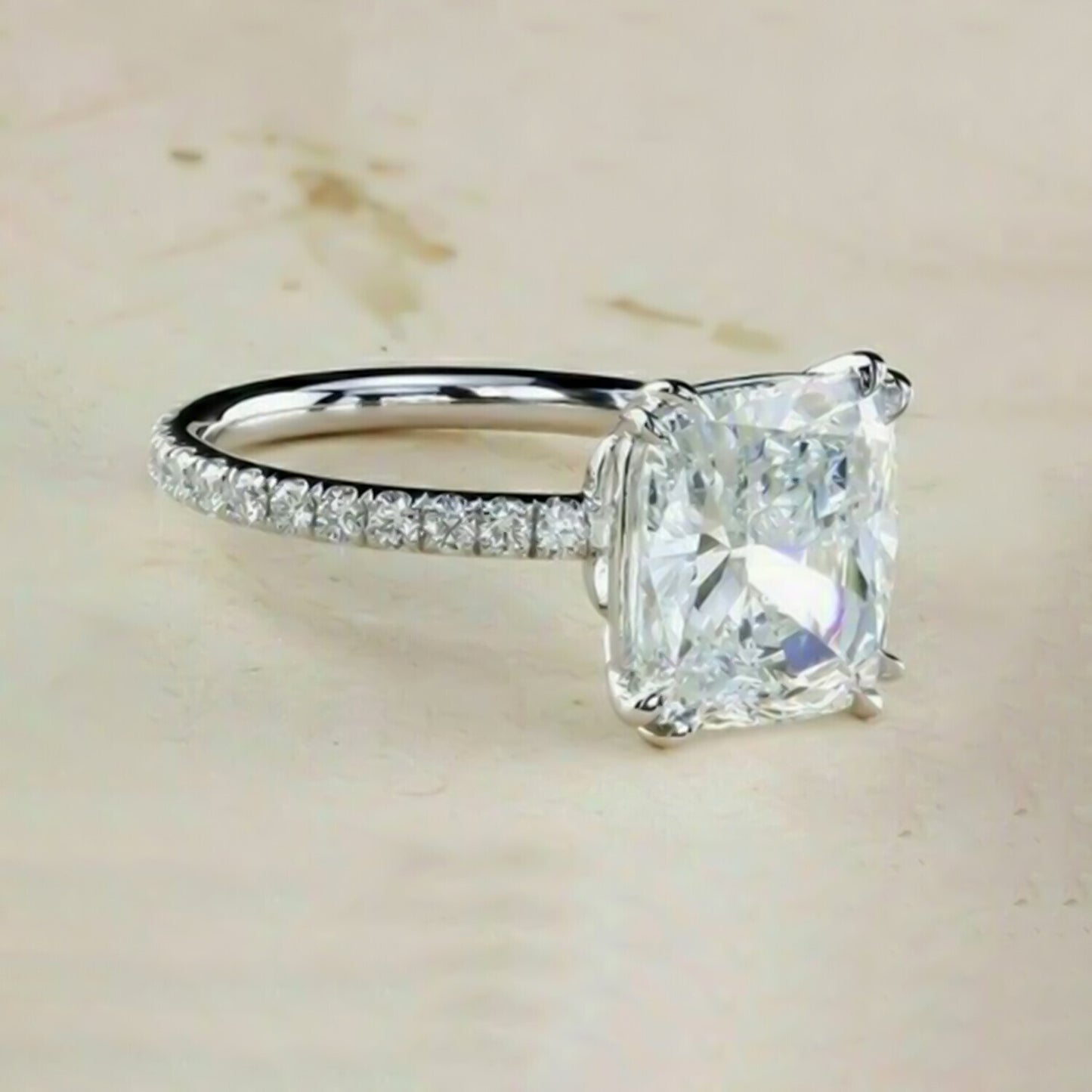 Certified Natural 7 Ct Cushion Cut Moissanite Ring in for Birthday 18K Gold Plated 18K Gold Plated