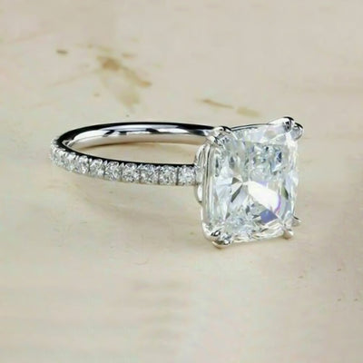 Certified 7 Ct Cushion Cut Moissanite Ring in for Birthday 18K Gold Plated