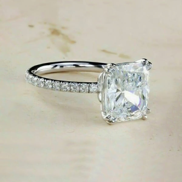 Certified Natural 7 Ct Cushion Cut Moissanite Ring in for Birthday 18K Gold Plated 18K Gold Plated