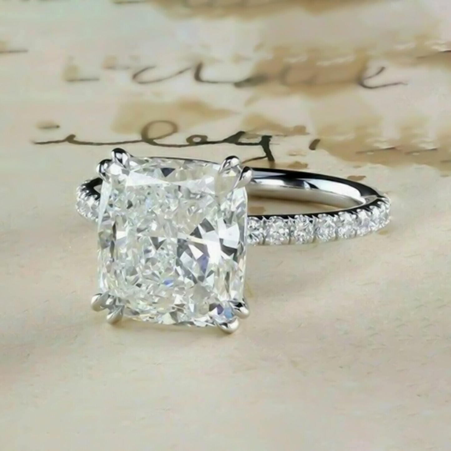 Certified Natural 7 Ct Cushion Cut Moissanite Ring in for Birthday 18K Gold Plated 18K Gold Plated
