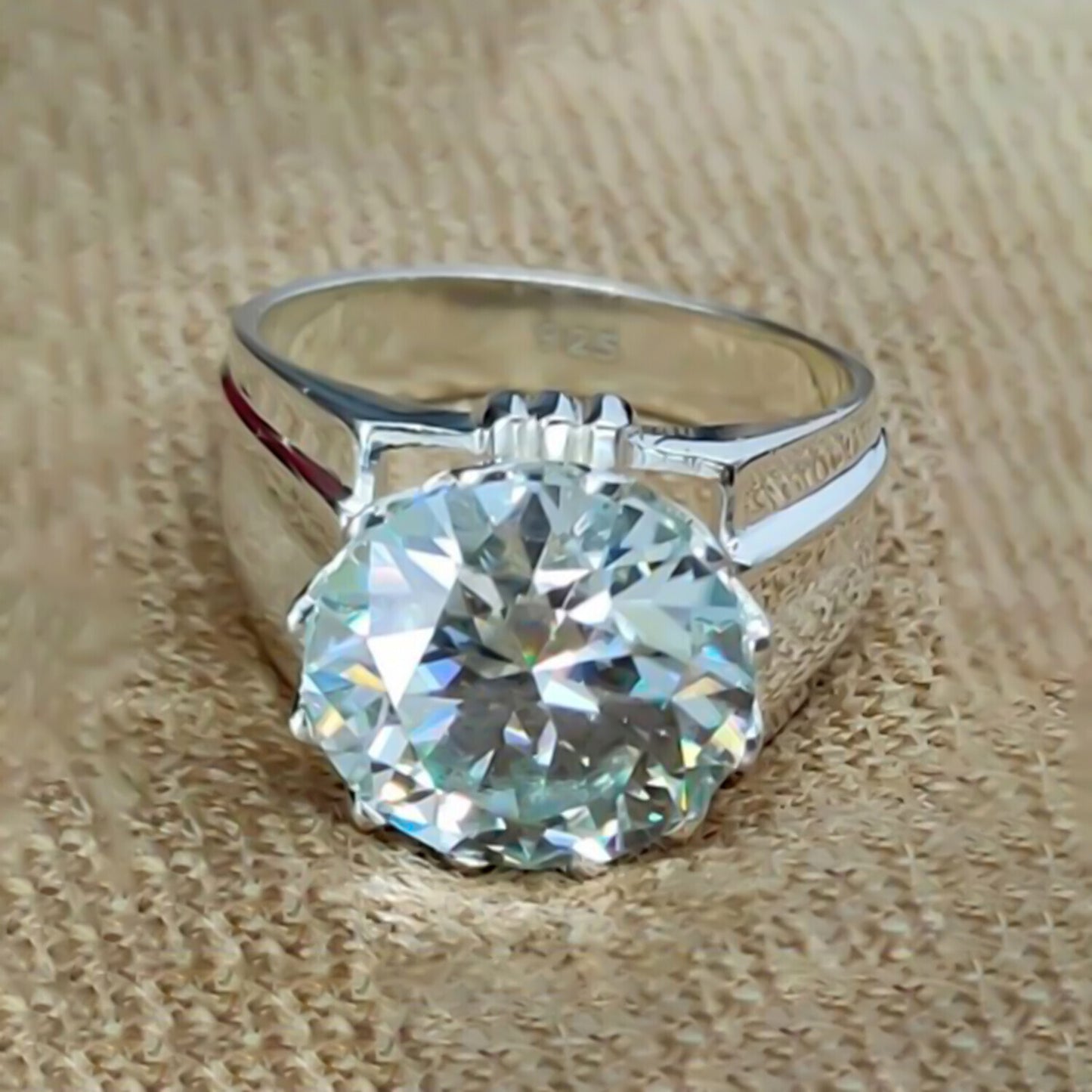 Certified Natural 3.65 Ct Moissanite Solitaire Ring in Jewelry Gift 18K Gold Plated