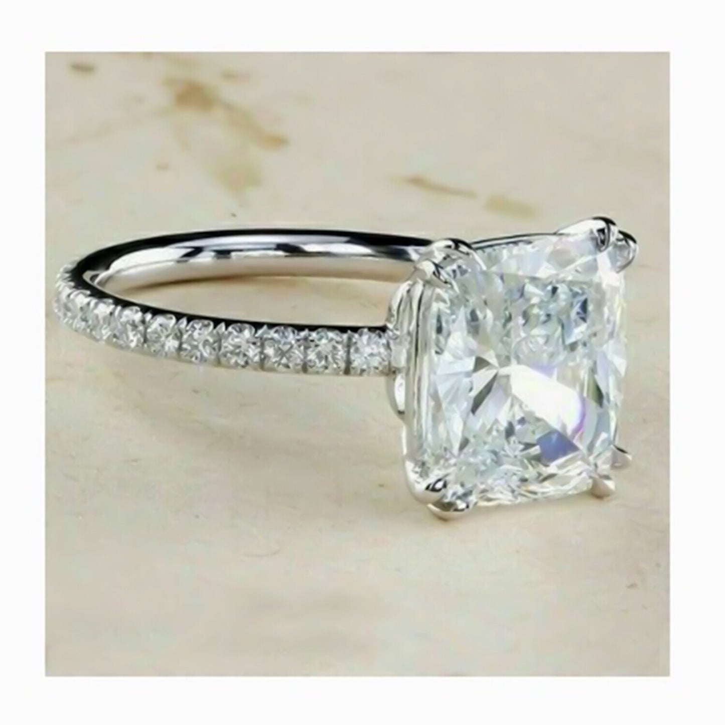 Certified Natural 7 Ct Cushion Cut Moissanite Ring in for Birthday 18K Gold Plated 18K Gold Plated
