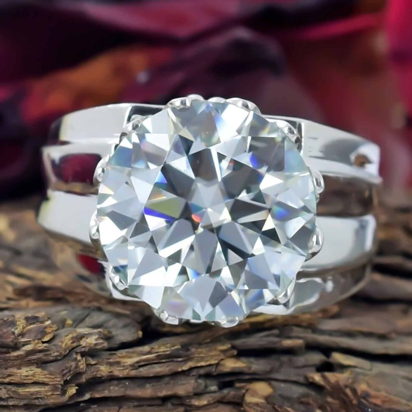 Certified Natural 3.65 Ct Moissanite Solitaire Ring in Jewelry Gift 18K Gold Plated