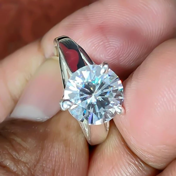 Certified Natural 7.30 Ct Round Cut Moissanite Ring in for Women 18K Gold Plated Ve 18K Gold Plated