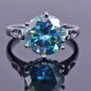 Certified Natural 7.25 Ct Blue Moissanite Solitaire Ring in for Love 18K Gold Plate 18K Gold Plated
