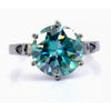 Certified Natural 7.25 Ct Blue Moissanite Solitaire Ring in for Love 18K Gold Plate 18K Gold Plated