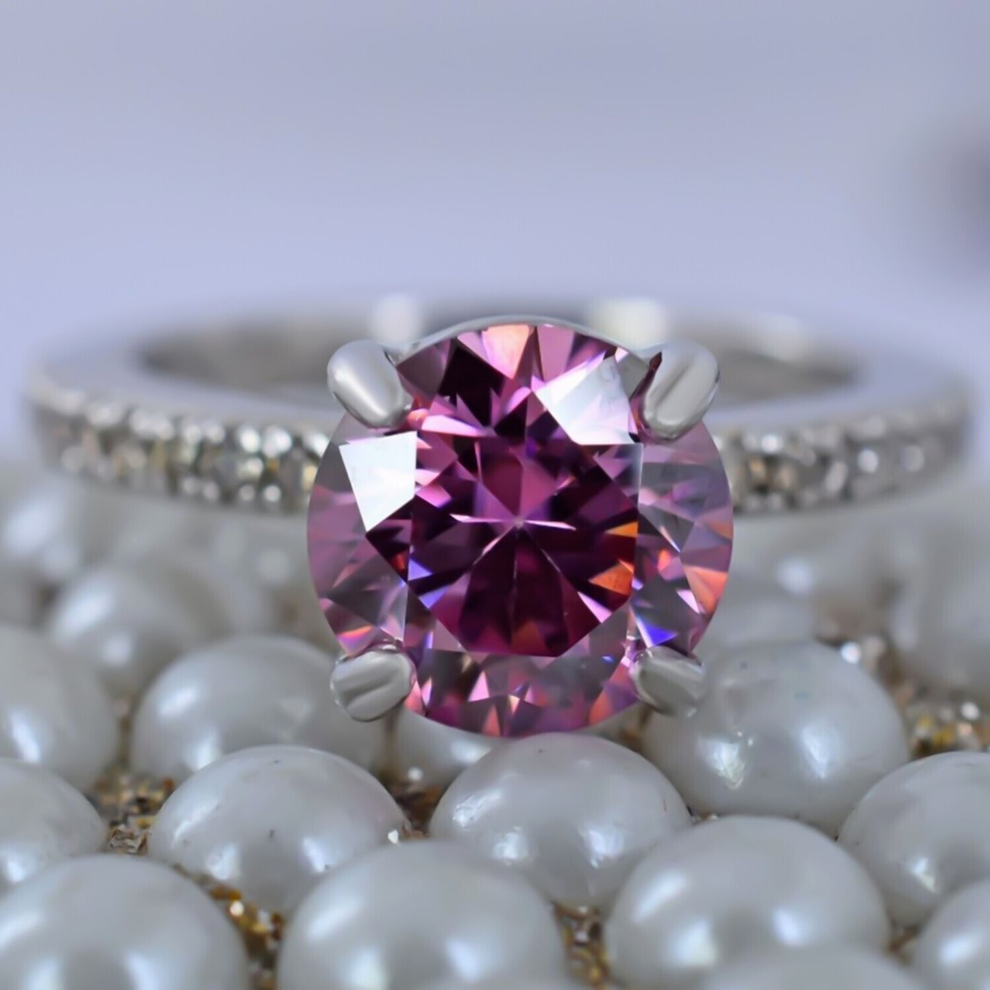 Certified 2.60 Ct Natural Pink Moissanite Solitaire Ring in Gift 18K Gold Plated Ve 18K Gold Plated