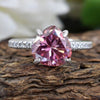 Certified 2.4 Ct Natural Trillion Pink Moissanite Ring in Solitaire 18K Gold Plated