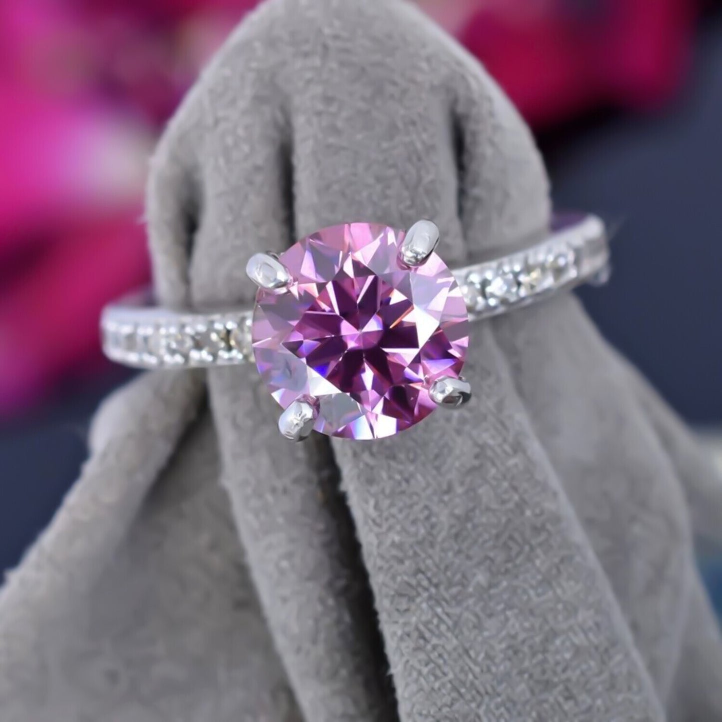 Certified 2.60 Ct Natural Pink Moissanite Solitaire Ring in Gift 18K Gold Plated Ve 18K Gold Plated