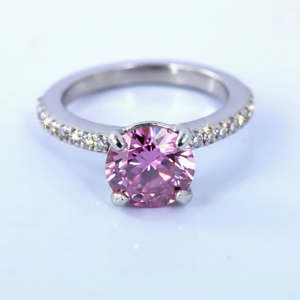 Certified 2.60 Ct Natural Pink Moissanite Solitaire Ring in Gift 18K Gold Plated Ve 18K Gold Plated