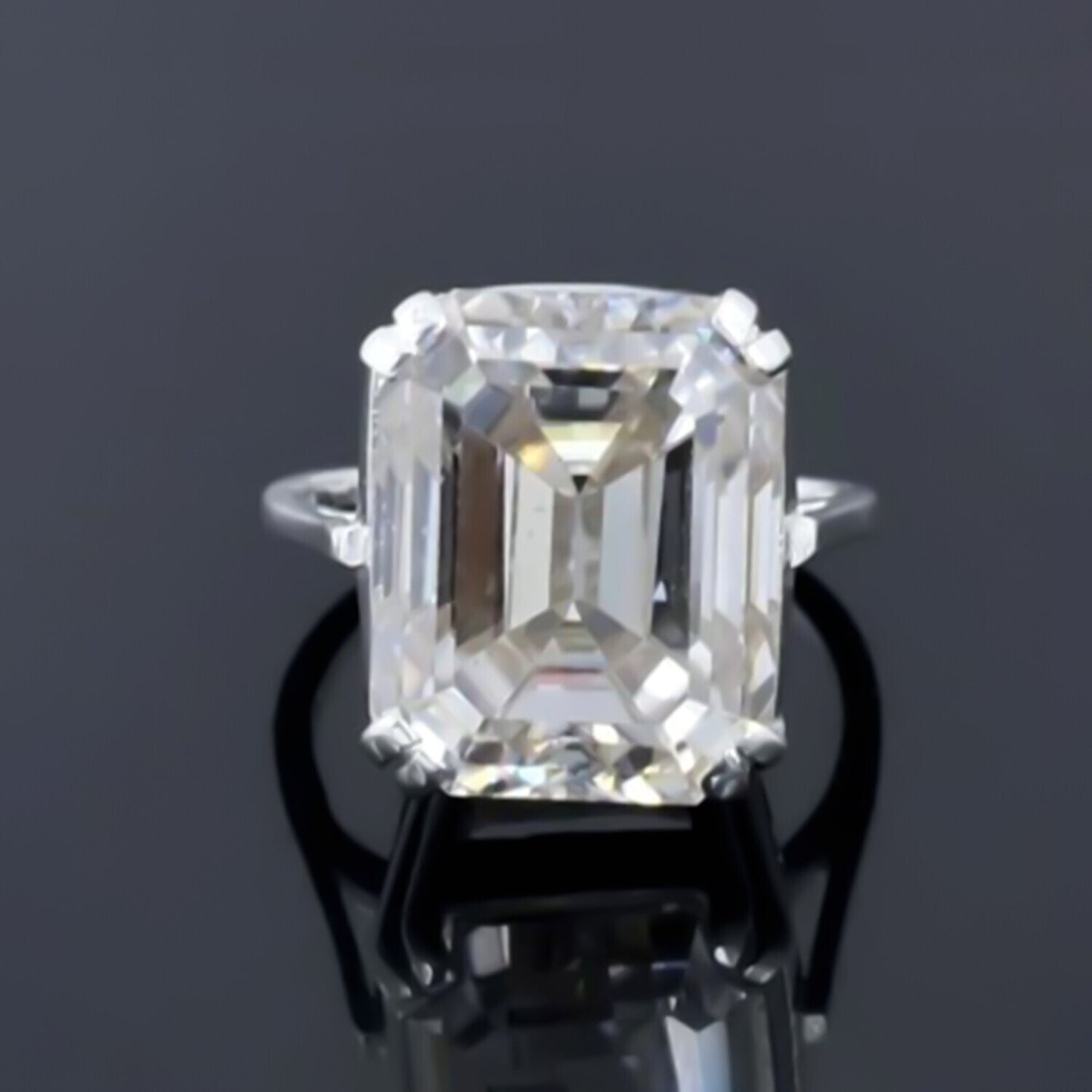 Certified Natural 4 Ct Emerald Cut Moissanite Solitaire Ring in 18K Gold Plated Ver 18K Gold Plated