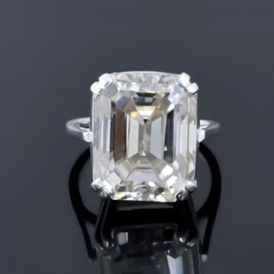 Certified Natural 4 Ct Emerald Cut Moissanite Solitaire Ring in 18K Gold Plated Ver 18K Gold Plated