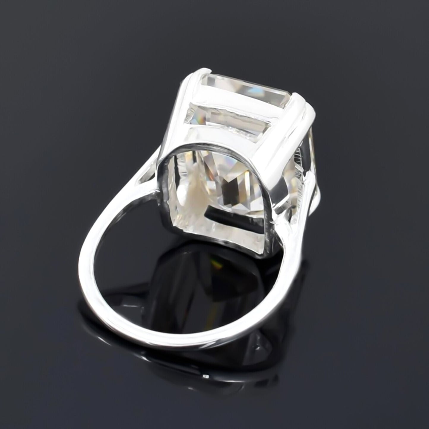 Certified Natural 4 Ct Emerald Cut Moissanite Solitaire Ring in 18K Gold Plated Ver 18K Gold Plated