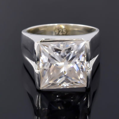 Certified 5.40 ct DEW Princess Cut Moissanite Ring in 18K Gold Plated