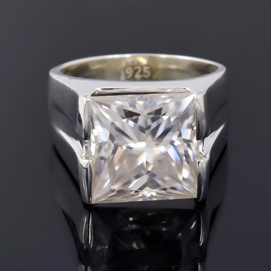 Certified Natural 5.40 Ct Princess Cut Moissanite Ring in 18K Gold Plated