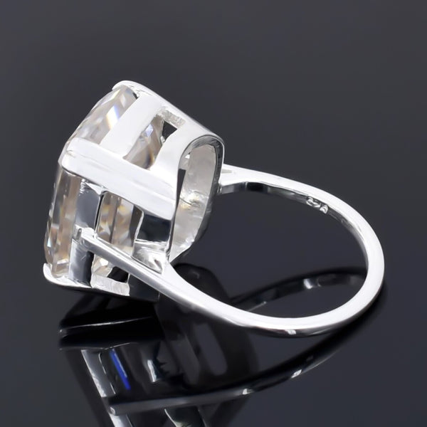 Certified Natural 4 Ct Emerald Cut Moissanite Solitaire Ring in 18K Gold Plated Ver 18K Gold Plated