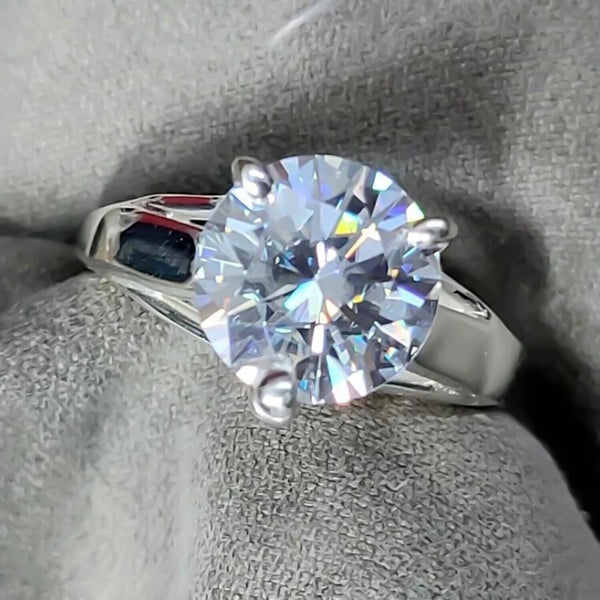 Certified Natural 7.30 Ct Round Cut Moissanite Ring in for Women 18K Gold Plated Ve 18K Gold Plated