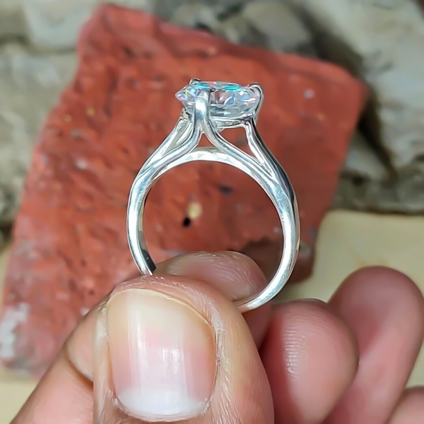 Certified Natural 7.30 Ct Round Cut Moissanite Ring in for Women 18K Gold Plated Ve 18K Gold Plated