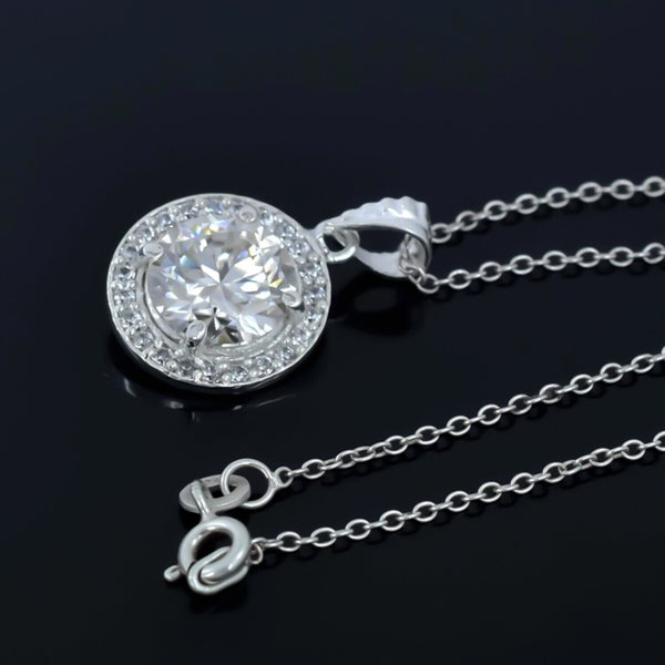 4.50 Ct Round Moissanite Pendant in Gold Vermeil Certified for Holiday Deals - View 4 - GEMHUB & CO.
