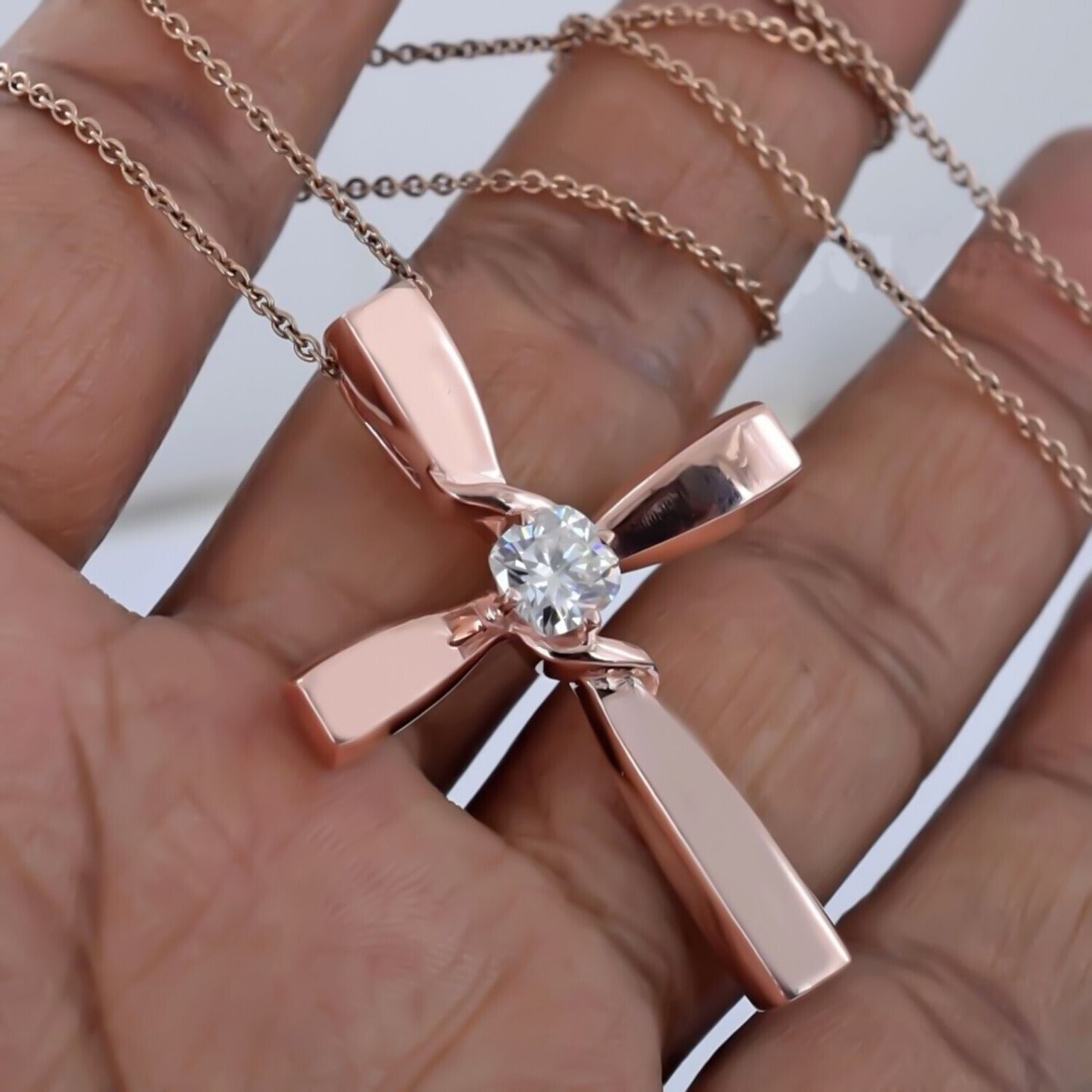 2.10 Ct White Cross Moissanite Pendant Certified Christian Gift 18K Gold Plated Ver 18K Gold Plated