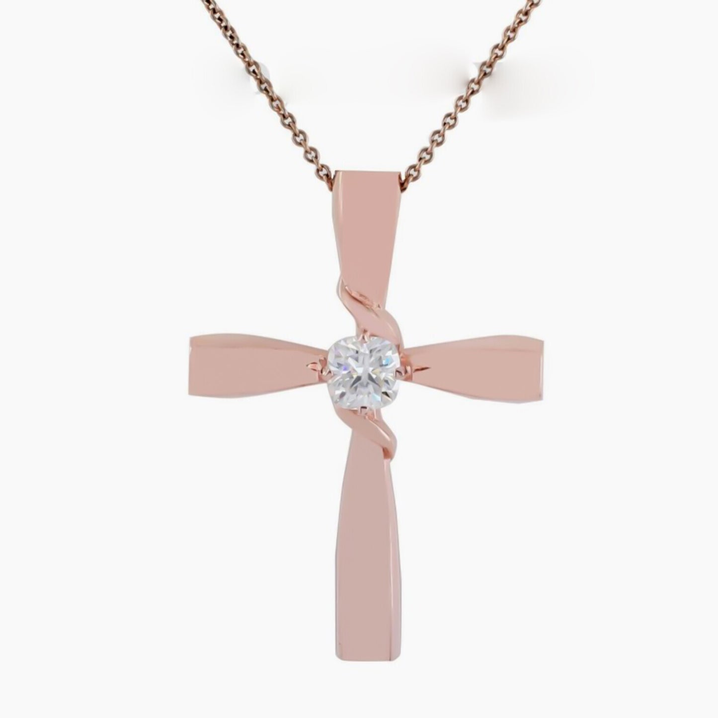 2.10 Ct White Cross Moissanite Pendant Certified Christian Gift 18K Gold Plated Ver 18K Gold Plated