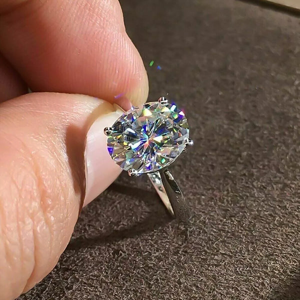 3.50 Ct Oval Cut White Solitaire Moissanite in Engagement Ring 18K Gold Plated Verm 18K Gold Plated