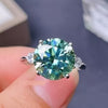 2.80 Ct Round Cut Certified Blue Moissanite Engagement Ring In Gold Vermeil - View 3 - GEMHUB & CO.
