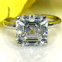 Certified 3.60 Ct Assher Cut White Moissanite Solitaire Statement Ring 18K Gold Pla 18K Gold Plated