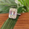 18.65 Ct White Moissanite Emerald Solitaire Ring - 925 Sterling Silver Gold Vermeil