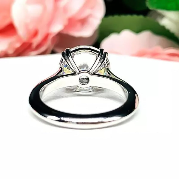 Certified 2.50 Ct Round Cut Moissanite Solitaire Ring, Double Prongs 18K Gold Plate 18K Gold Plated