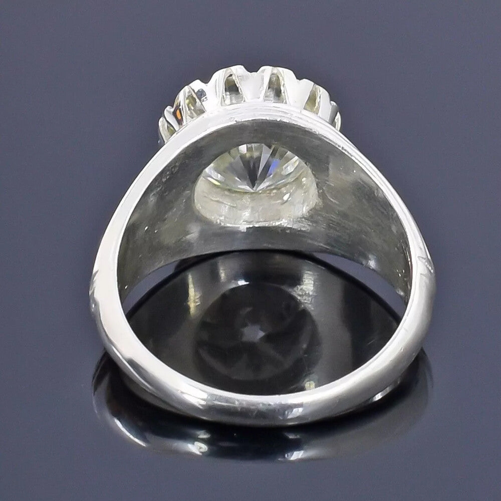 5.30 Ct Certified Round Cut White Moissanite Ring Gold Vermeil Sterling Silvers - View 4 - GEMHUB & CO.