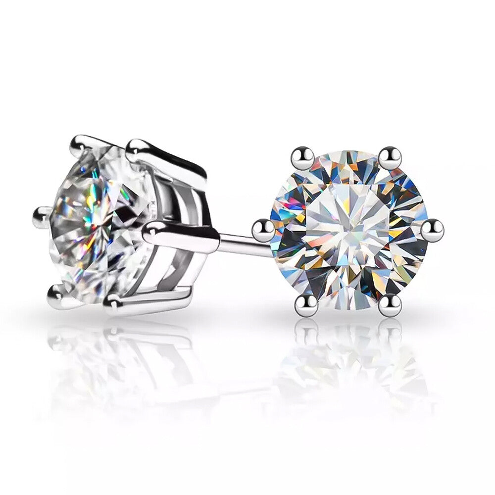 10 Ct Certified Round Cut White Moissanite Solitaire Studs In Gold Vermeil - GEMHUB & CO.