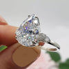 Certified 2.50 Ct Pear Cut White Moissanite Solitaire Ring In 18K Gold Plated Verme 18K Gold Plated