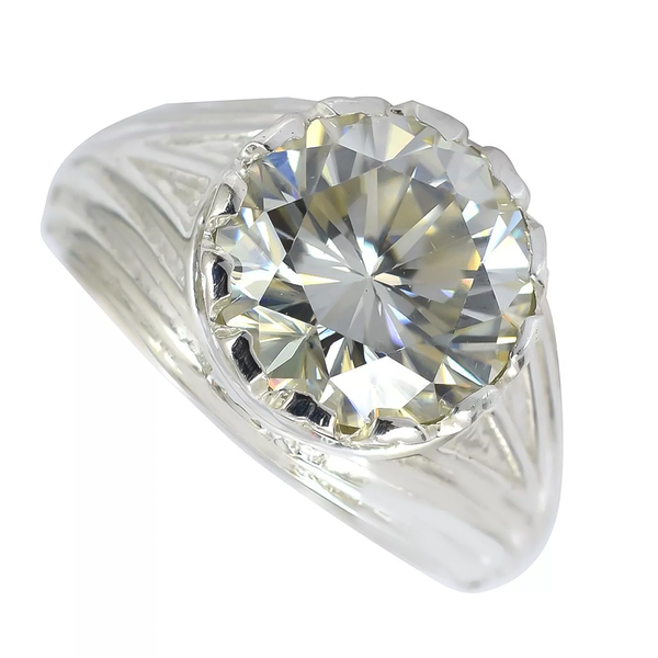5.30 Ct Certified Round Cut White Moissanite Solitaire Ring Gold Vermeil - View 2 - GEMHUB & CO.