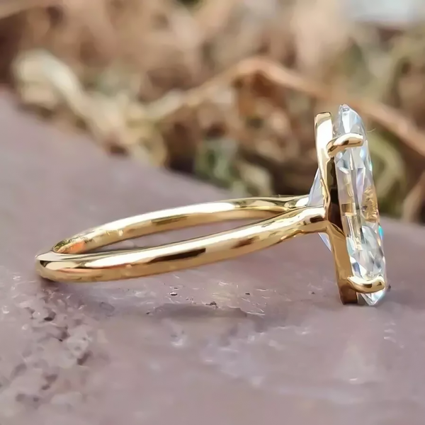 3.90 Ct EGL Certified Oval Cut White Moissanite Ring For Engagement 18K Gold Plated