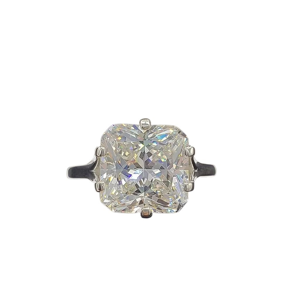3.25 Ct Certified Radiant Cut White Solitaire Moissanite Ring 18K Gold Plated Verme 18K Gold Plated