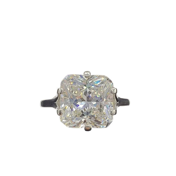 3.25 Ct Certified Radiant Cut White Solitaire Moissanite Ring 18K Gold Plated Verme 18K Gold Plated