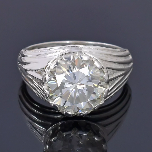 5.30 Ct Certified Round Cut White Moissanite Solitaire Ring Gold Vermeil - GEMHUB & CO.