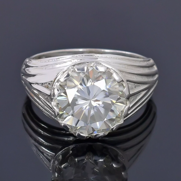 5.30 Ct Certified Round Cut White Moissanite Solitaire Ring Gold Vermeil - GEMHUB & CO.