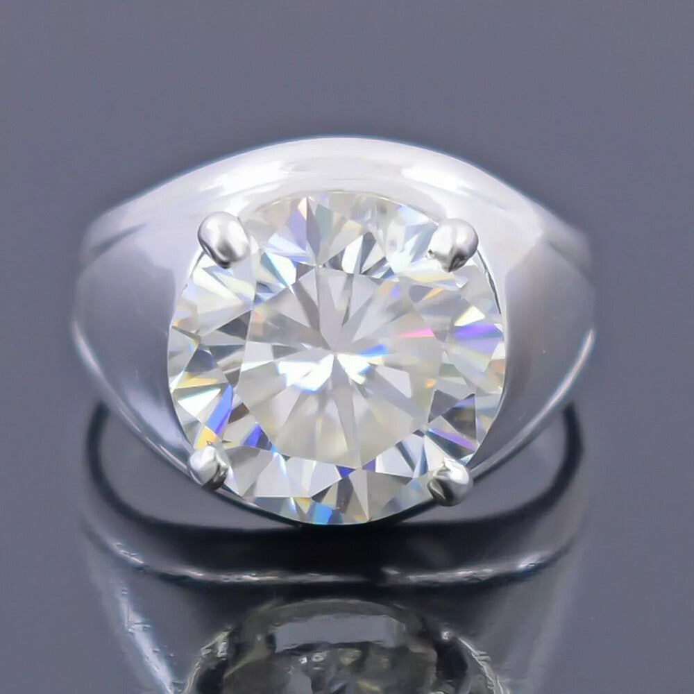 10.10 Ct Certified Round Cut White Moissanite Solitaire Ring In Gold Vermeil - GEMHUB & CO.