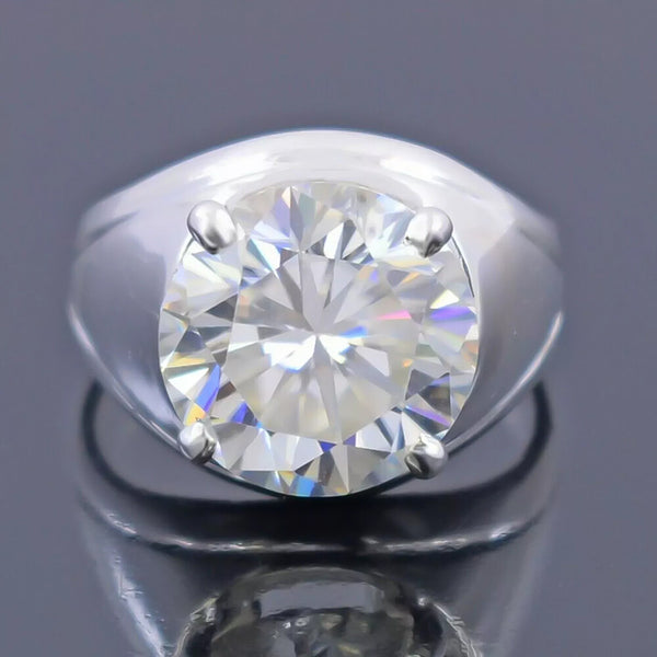 10.10 Ct Certified Round Cut White Moissanite Solitaire Ring In Gold Vermeil - GEMHUB & CO.