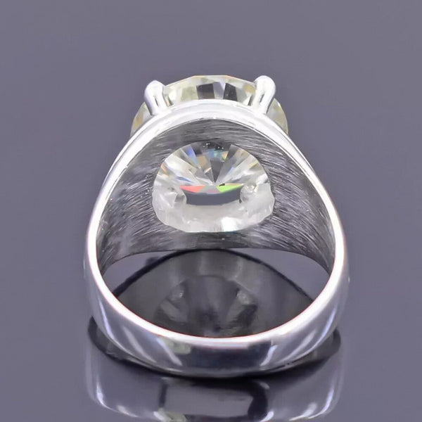 10.10 Ct Certified Round Cut White Moissanite Solitaire Ring In Gold Vermeil - View 4 - GEMHUB & CO.
