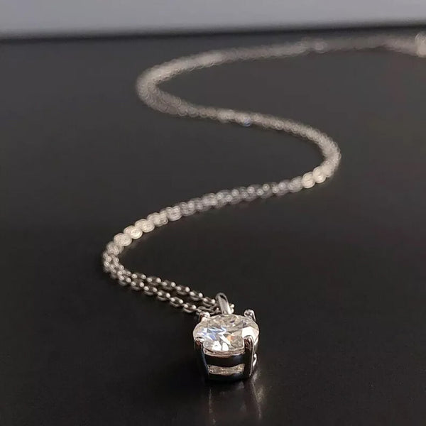 Certified 2.80 Ct Round Cut White Moissanite Solitaire Pendant In 18K Gold Plated V 18K Gold Plated