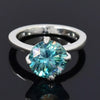 3.60 Ct Certified Blue Moissanite Solitaire Ring In Gold Vermeil For Wife - GEMHUB & CO.