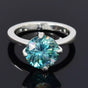 3.60 ct DEW Certified Blue Moissanite Solitaire Ring In Gold Vermeil For Wife
