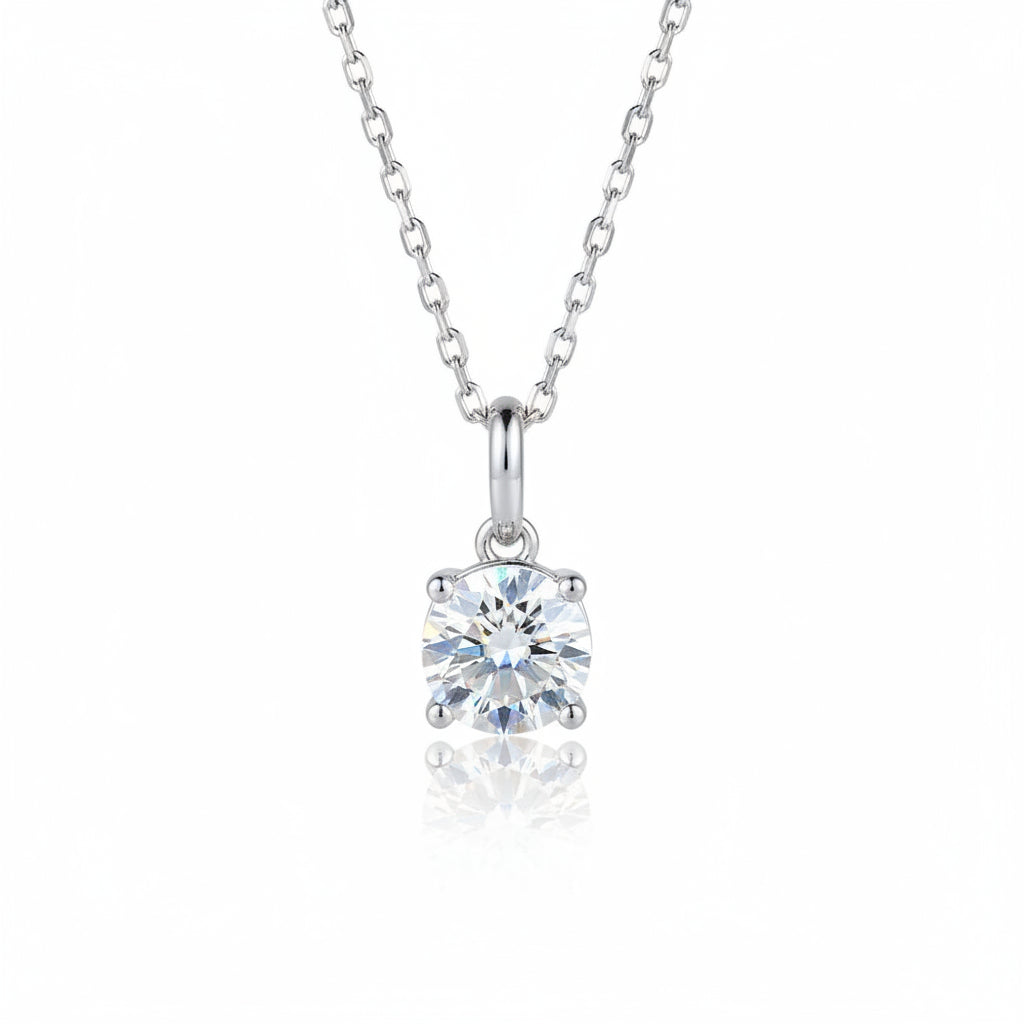 Certified 2.80 Ct Round Cut White Moissanite Solitaire Pendant In 18K Gold Plated V 18K Gold Plated