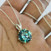 Certified 5.60 Ct Round Cut Blue Moissanite Solitaire Pendant Gold Vermeil - View 2 - GEMHUB & CO.