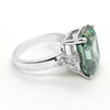 10.4 Ct Blue Moissanite Emerald Solitaire Ring - 925 Sterling Silver Gold Vermeil
