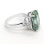 10.4 Ct Blue Moissanite Emerald Solitaire Ring - 925 Sterling Silver Gold Vermeil
