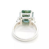 10.4 Ct Blue Moissanite Emerald Solitaire Ring - 925 Sterling Silver Gold Vermeil
